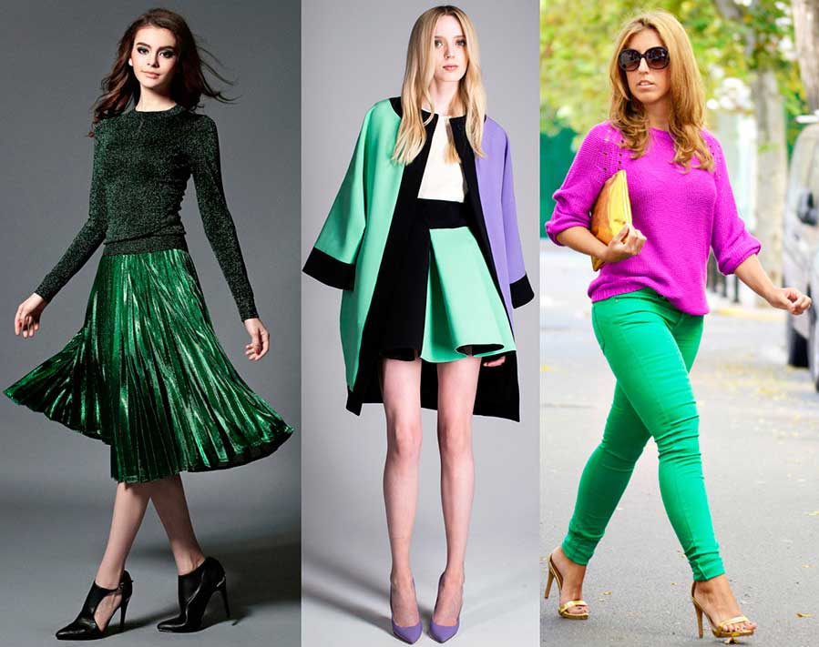 Зеленый цвет одежды сочетается с какими цветами